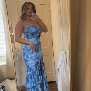 Hello Molly Sky Blue Floral Maxi Dress